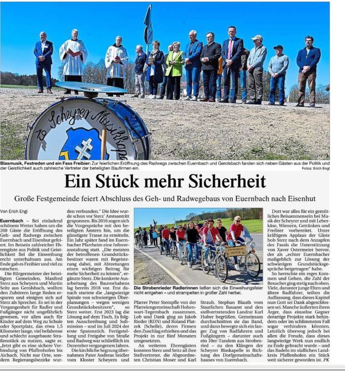 Artikel Einweihung Geh- und Radweg Euernbach