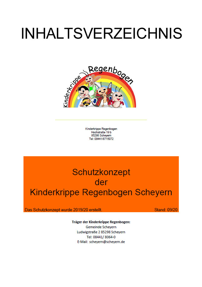 Schutzkonzept Kinderkrippe Regenbogen - Inhaltsverzeichnis