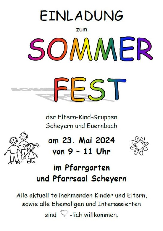 Einladung Sommerfest 2024 Eltern-Kind-Gruppen Scheyern Einladung Sommerfest 2024 Eltern-Kind-Gruppen Scheyern